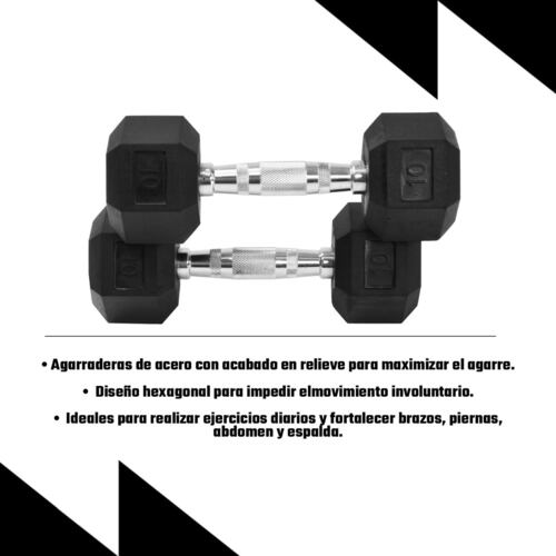 Set 2 Mancuernas Hexagonales 10lb C/u 4.5 Kg Fitness Pesas