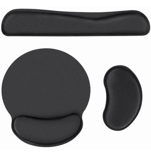 Juego fde 3 pz Mouse Teclado Reposamuñecas Negro