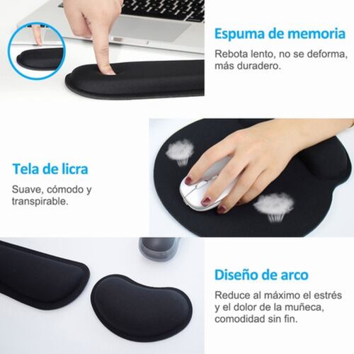 Juego fde 3 pz Mouse Teclado Reposamuñecas Negro
