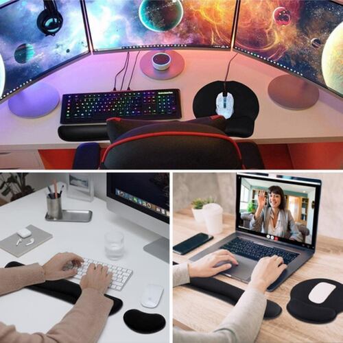 Juego fde 3 pz Mouse Teclado Reposamuñecas Negro