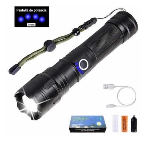 Lampara Tactica 4000lm Recargable USB Negra
