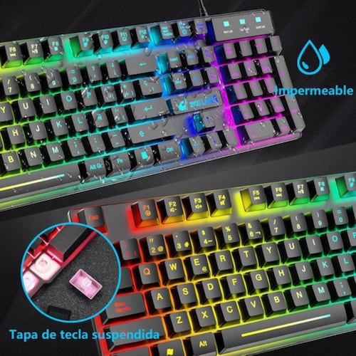 Kit Teclado Mouse Gamer Retroiluminacion USB Negro