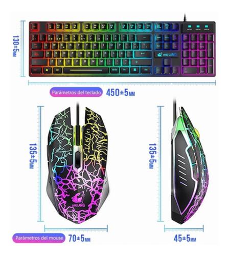Kit Teclado Mouse Gamer Retroiluminacion USB Negro