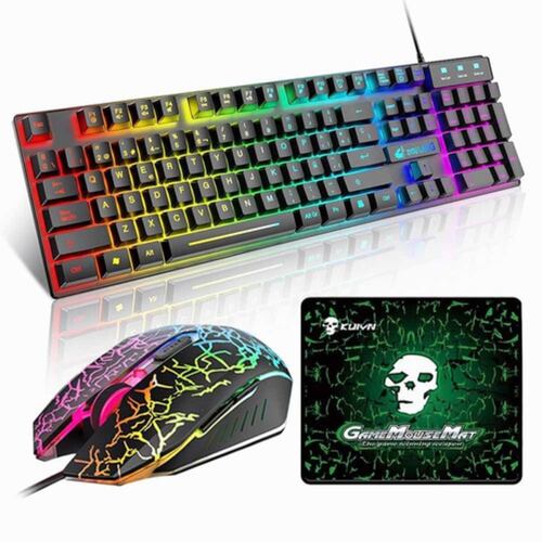 Kit Teclado Mouse Gamer Retroiluminacion USB Negro