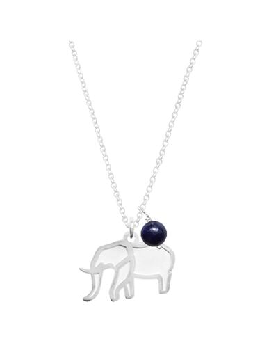 Dije de la Suerte con Elefante de Plata y Lapislázuli con Cadena Incluida por Anante Joyería