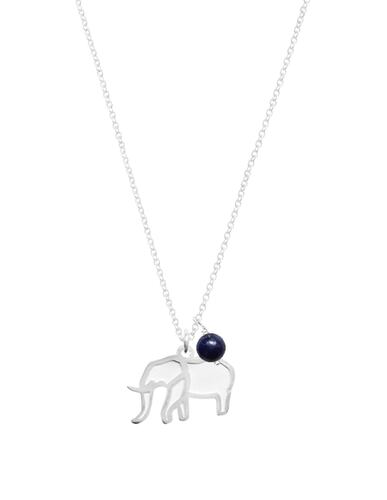 Dije de la Suerte con Elefante de Plata y Lapislázuli con Cadena Incluida por Anante Joyería