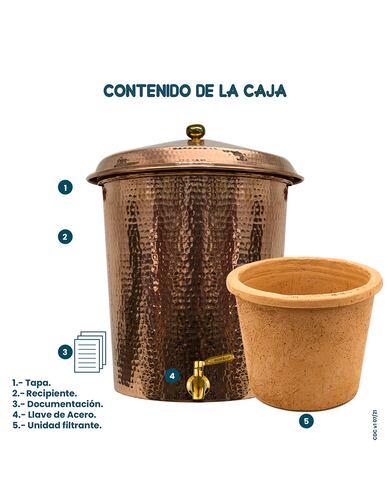 Ecofiltro Purificador Dispensador y Filtro de Agua Cobre Grande (20 L).