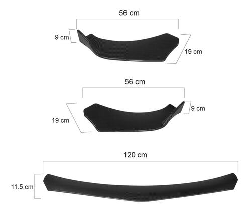 Lip Splitter Delantero Universal Autos Fibra De Carbono 3pzs