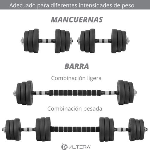 Par de Mancuerna de 20 Kg Ajustable Discos Barra Recta Altera