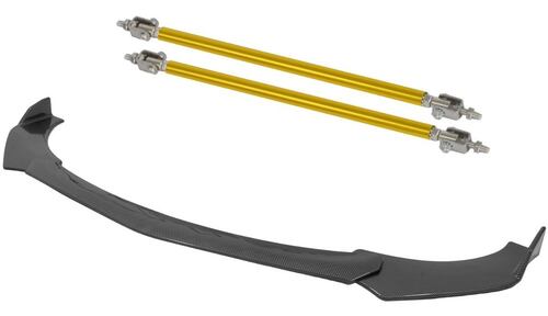 Kit Lip Universal Tipo Fibra Carbono + Sujetadores Lip Amarillo