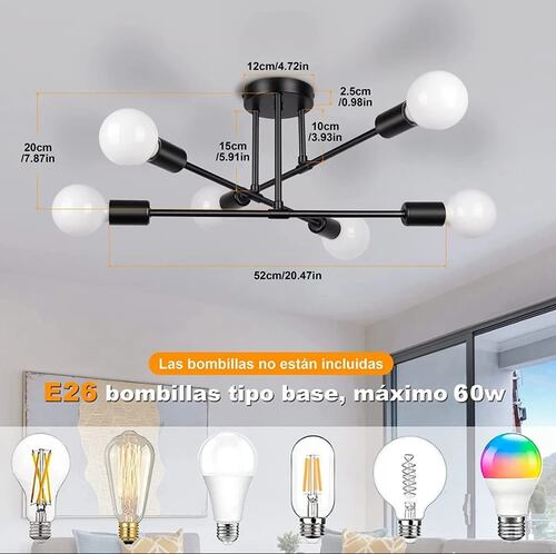 Lámpara De Techo Colgante Iluminación Moderna E26