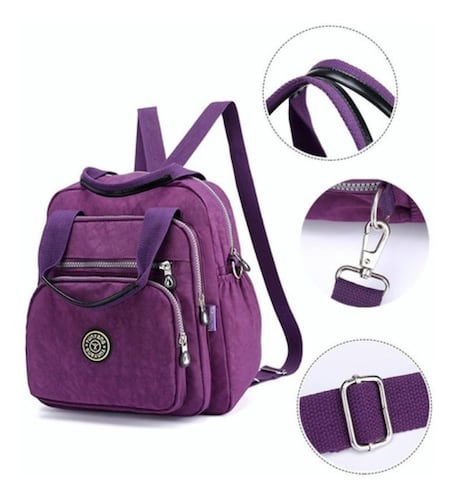 Bolso Mochila Impermeable 2 en 1 para Mujer Morado 