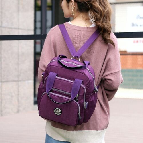 Bolso Mochila Impermeable 2 en 1 para Mujer Morado 