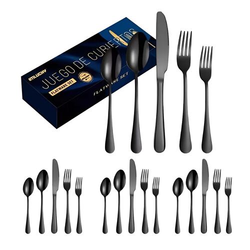 Juego De Cubierto, Acero Inoxidable  20 Piezas Negro