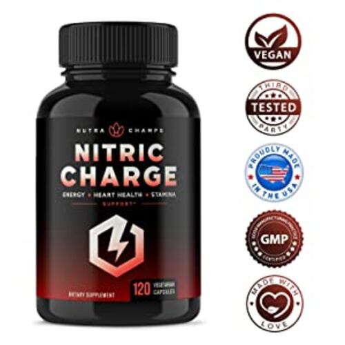 suplemento Nitric Charge -Nutrachamps capsulas de  óxido nítrico 
