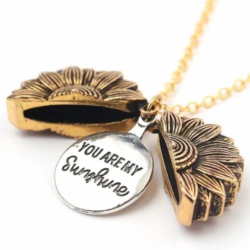 Collar De Girasol Shrek Oro Laminado Regalo Pareja.