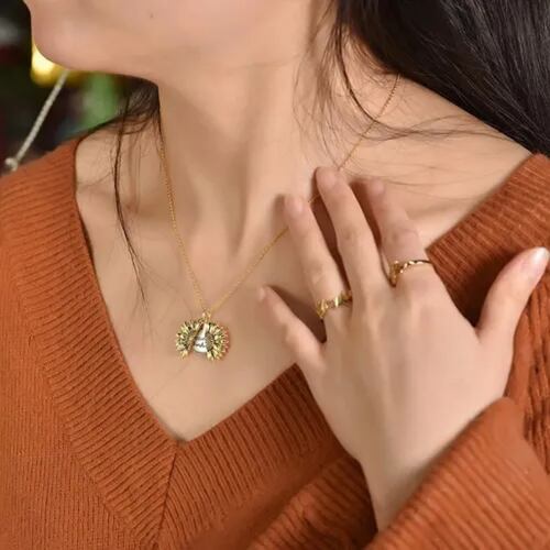 Collar De Girasol Shrek Oro Laminado Regalo Pareja.