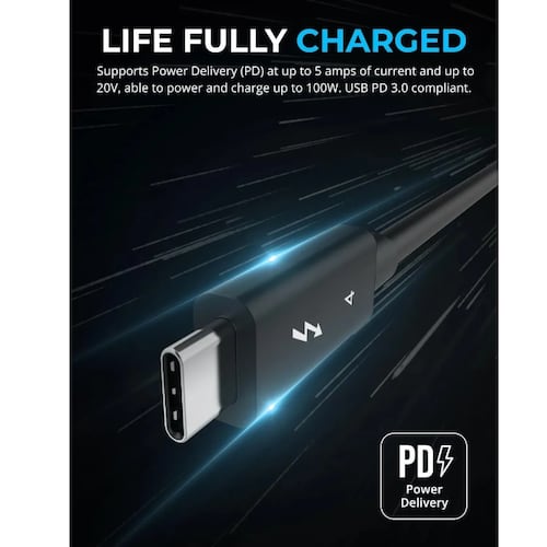 Cable USB-C Thunderbolt 4 Pasivo SABRENT 40Gbps 5A 20V (1Mt)