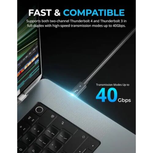 Cable USB-C Thunderbolt 4 Pasivo SABRENT 40Gbps 5A 20V (1Mt)