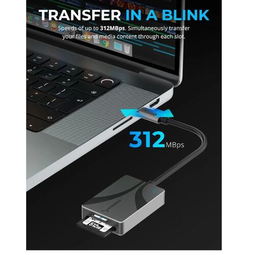 Lector Memorias USB-C SABRENT DUAL microSDXC SD / SDXC UHS-II