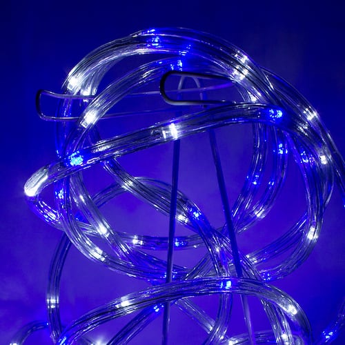 Manguera Decorativa Luz Led Mixta Azul/Blanco Uso Exterior/Interior Cable Recubierto Gel 10 m
