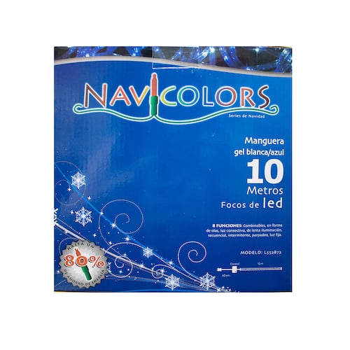 Manguera Decorativa Luz Led Mixta Azul/Blanco Uso Exterior/Interior Cable Recubierto Gel 10 m