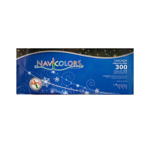 Serie Cascada Luz Calida 300 Led 8 Funciones 6 Metros Cable Transparente 