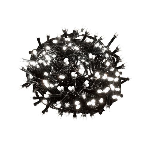 Serie Tira Navideña 140 Focos Luz Led Blanca Fría 6 Mts Recubrimiento Verde Navicolors