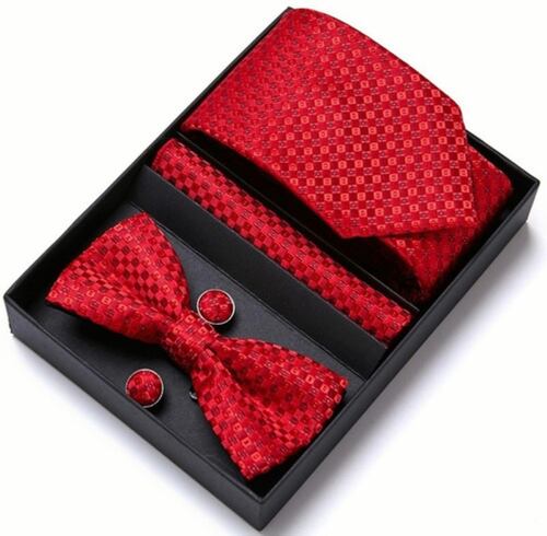 Juego De Gemelos Y Corbata Para Hombre Roja