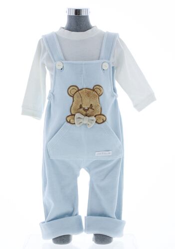 Conjunto Mameluco Bebe Overol Color Azul Cielo 3200 0 a 2 Años.