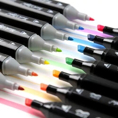 Marcadores Doble Punta Plumones Punta Pincel Kit 60 Colores littering