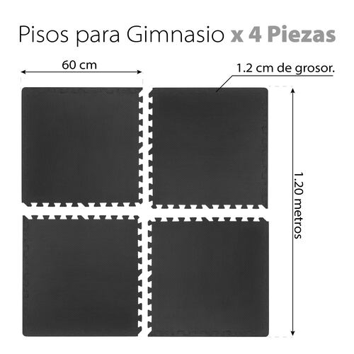 Paquete De Piso Para Gimnasio Soft Eva Foam Rompecabezas Gym 4 Pzas.