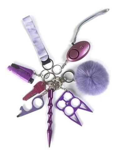 Llaveros Defensa Personal Con Alarma de 8 Pz Violeta