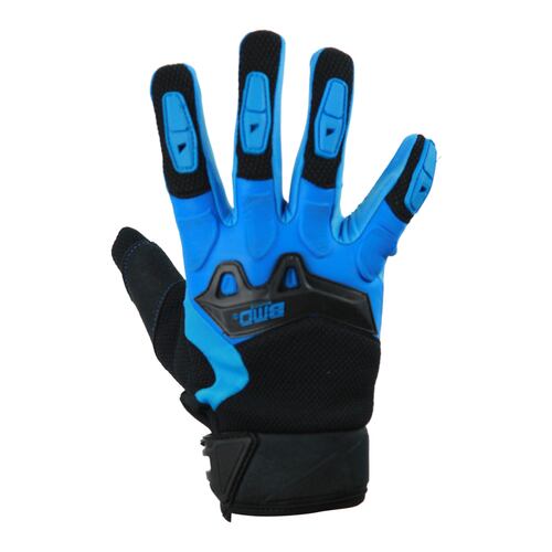 Guantes P/Motociclista Textil Completo Gel Azul BMD