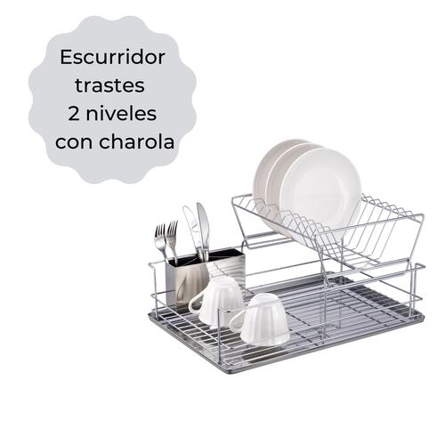 Escurridor de trastes 2 Niveles con charola 