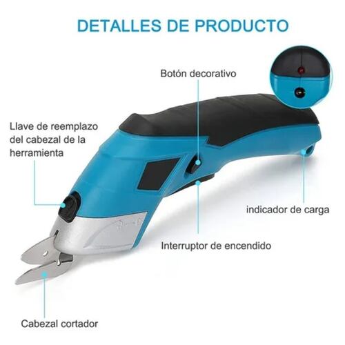 Tijera Eléctrica Inalámbrica Recargable Cortadora De Telas
