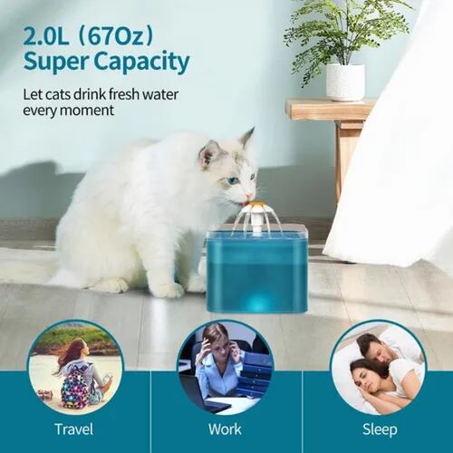 Fuente Para Gatos Bebedero Gatos Ultra Silenciosa 2l Filtro.