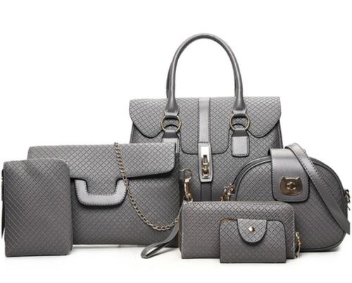 Set 6 Bolsas Retro Clásica Para Dama Gris