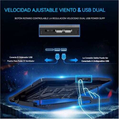Enfriamiento Para Portátil Con 6 Ventiladores