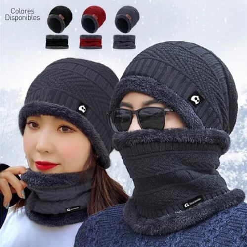 Gorro Bufanda Conjunto Para Frio Invierno Unisex Gris