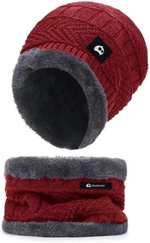 Gorro Bufanda Conjunto Para Frio Invierno Unisex Rojo