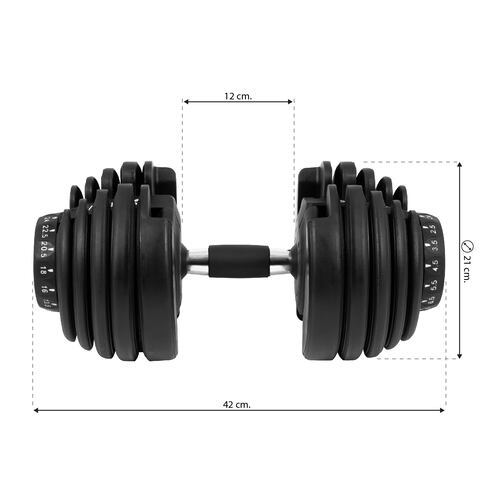 Mancuerna C/ 15 Discos Intercambiables de 2.5 a 24 kg Ajustable