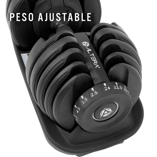 Mancuerna C/ 15 Discos Intercambiables de 2.5 a 24 kg Ajustable