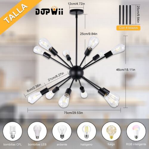 Lámpara De Techo Colgante 12 Luces sin Bombilla E26/60w