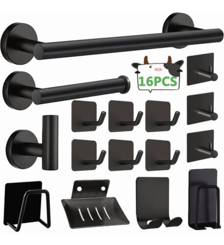 Juego De Accesorios De Baño Negro 16pzs Negro