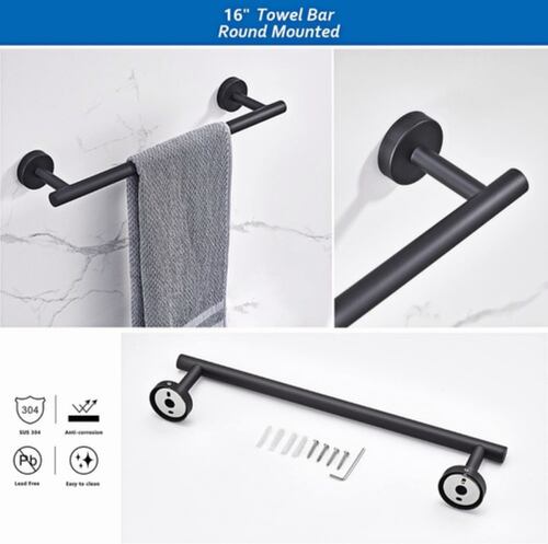 Juego De Accesorios De Baño Negro 16pzs Negro