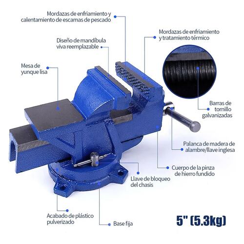 Tornillo De Banco 5 Pulgadas 5.3kg Pesado.
