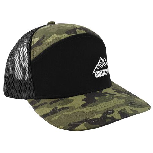 Gorra con Malla y ajustador plástico, Negro con Verde Camuflaje