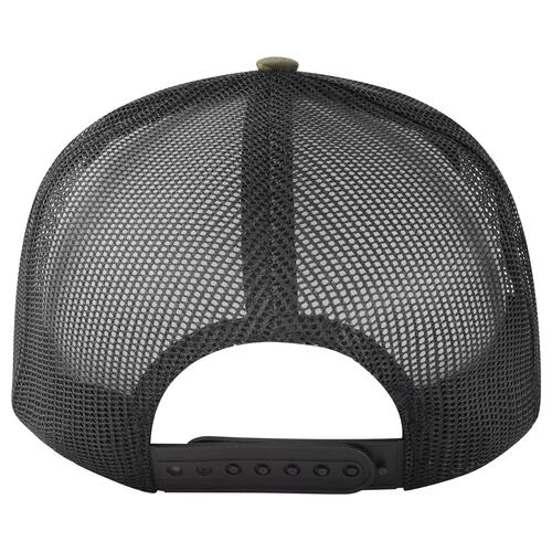 Gorra con Malla y ajustador plástico, Negro con Verde Camuflaje