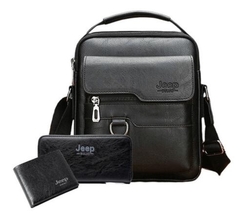 Maletin con Carteras Jeep 3 Piezas color Negro